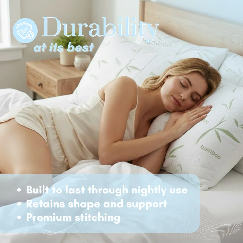 Adjustable Bamboo Memory Foam Pillows King (2 Pack) Cooling Foam - Picture 5 of 6